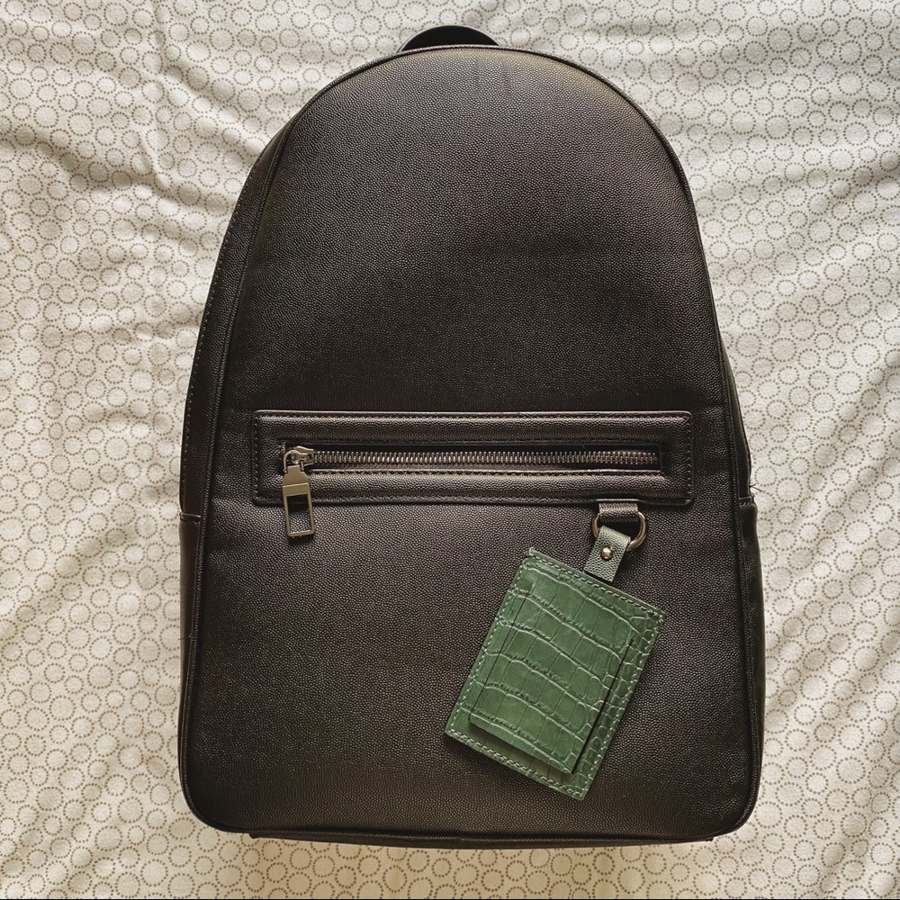 Zara Multi-pocket backpack in Black leather